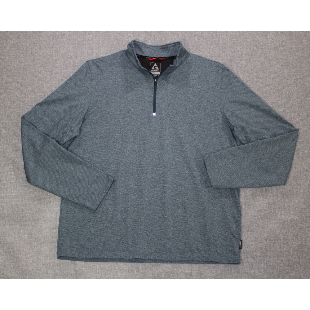 Gerry Pullover Quarter Zip Mens XL Blue Space Dye Stretch Lightweight